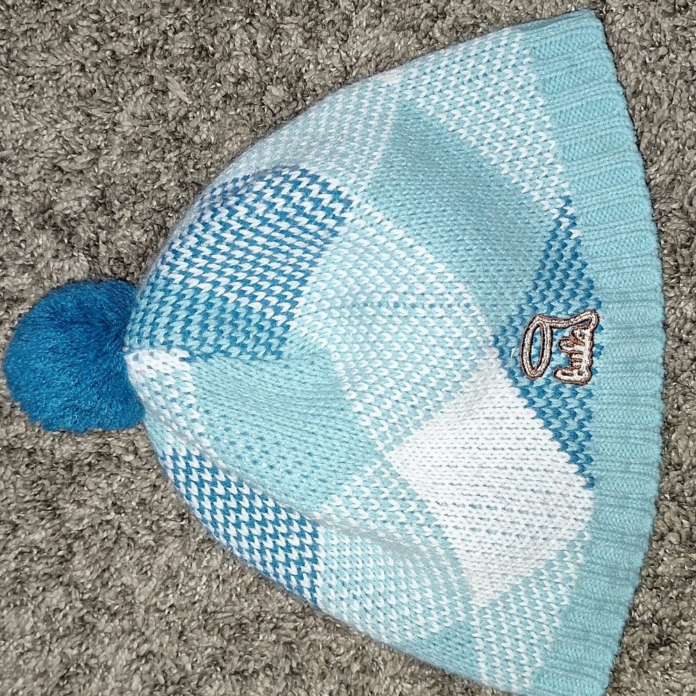 Bula Canada acrylic knit winter beanie w pom - turquoise blue
